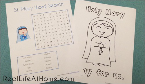 St mary and the rosary printables and worksheet packet