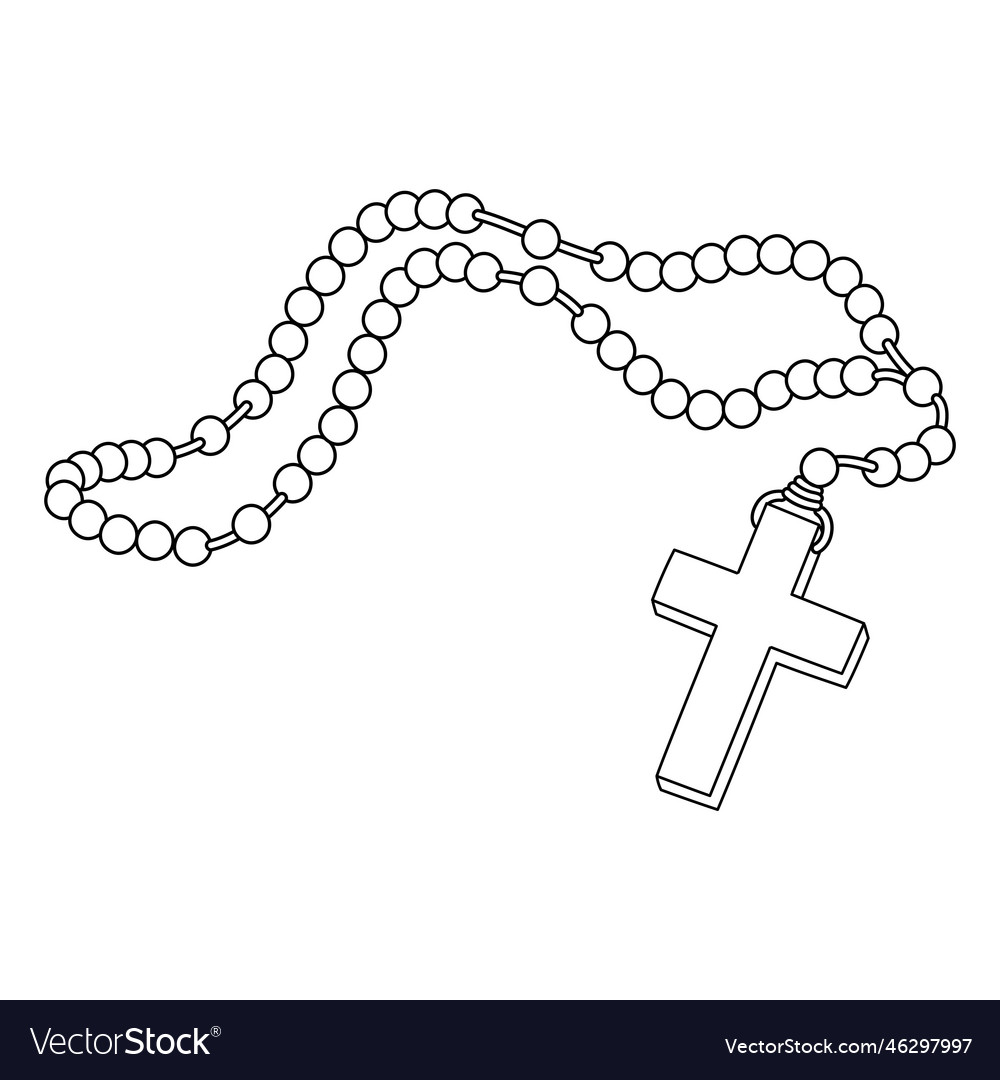 Rosary isolated coloring page for kids royalty free vector