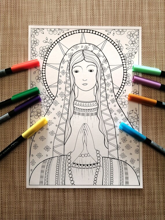 Virgin mary with rosaries instant downloads pdf jpeg from bibartworkshop