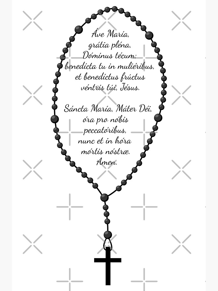 Rosary in latin art print for sale by neteor