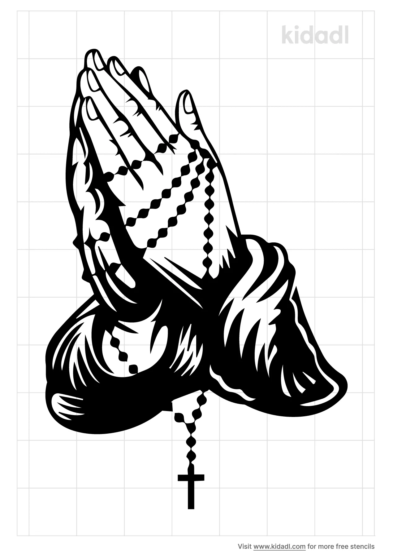 Free praying hands with rosary stencil stencil printables