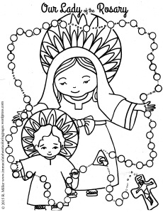 Our lady of the rosary coloring page â immaculate heart coloring pages