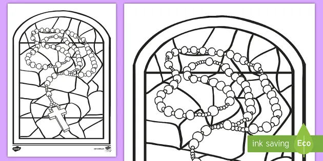 Stained glass month of the holy rosary colouring page