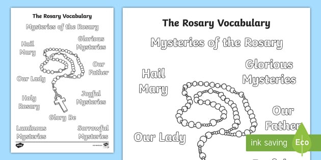 The rosary vocabulary colouring page teacher made