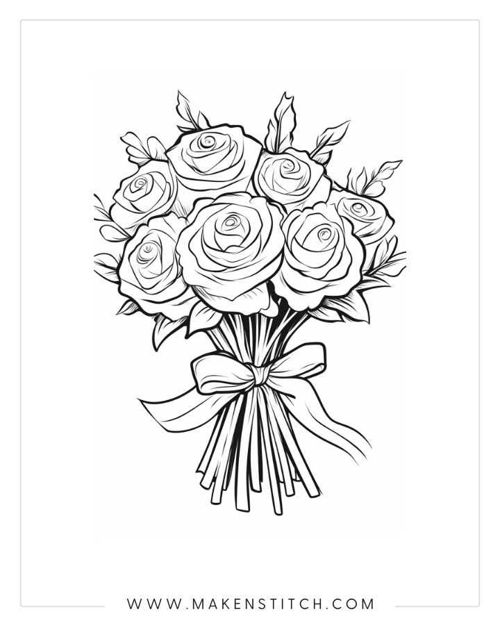 Roses coloring pages for kids and adults