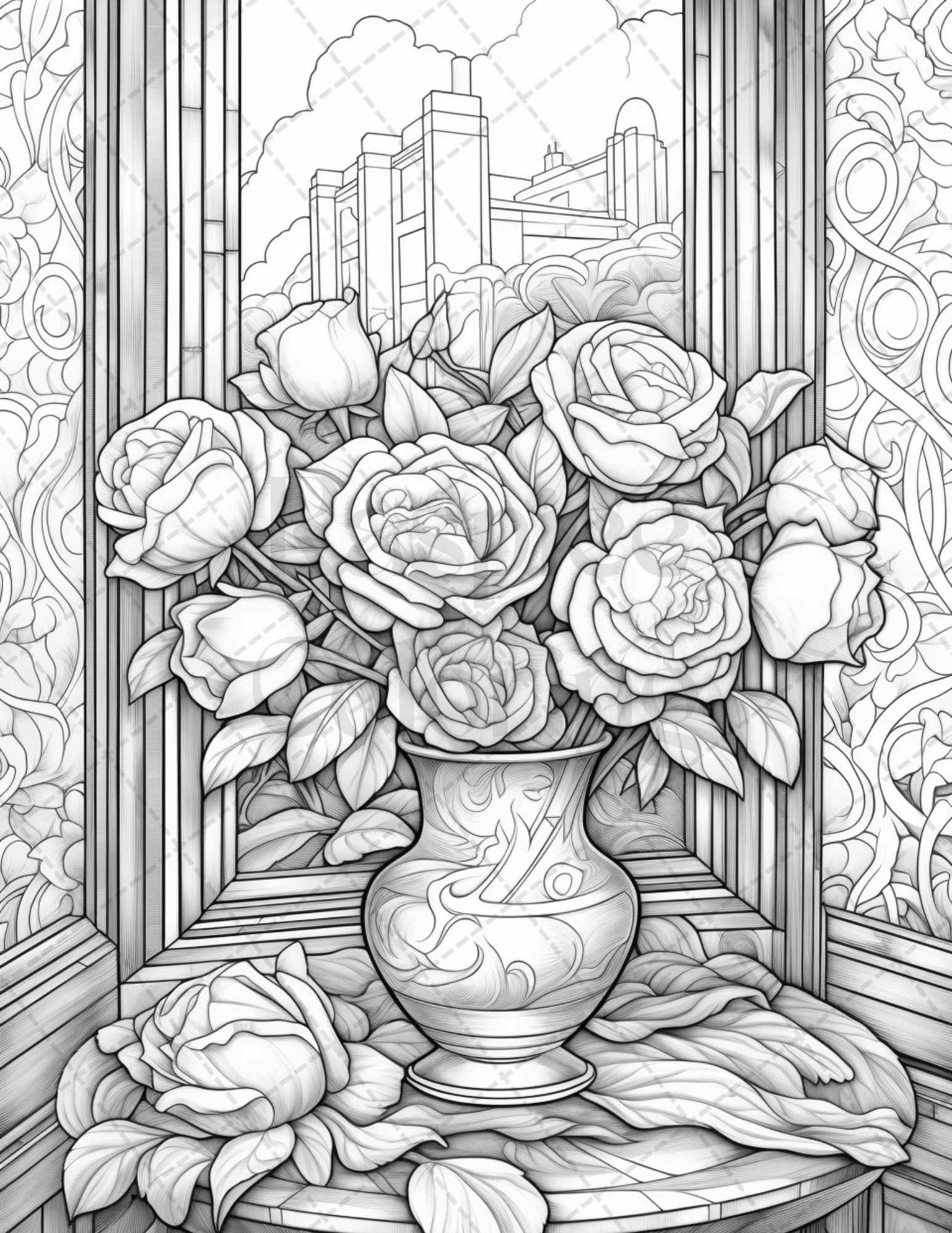 Captivating roses grayscale coloring pages printable for adults pd â coloring