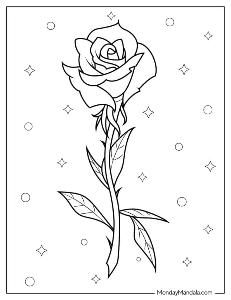 Rose coloring pages free pdf printables