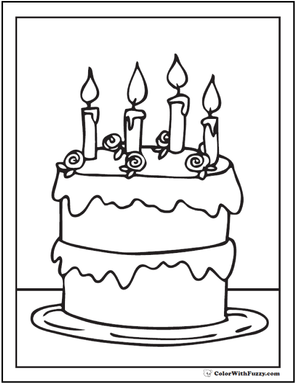 Birthday cake coloring pages â customizable ad