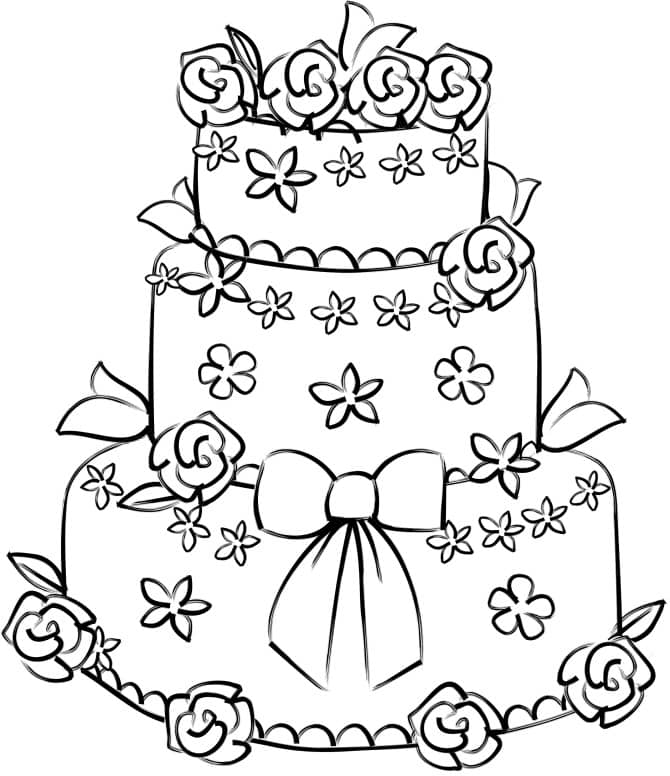 Rose decorated wedding cake â