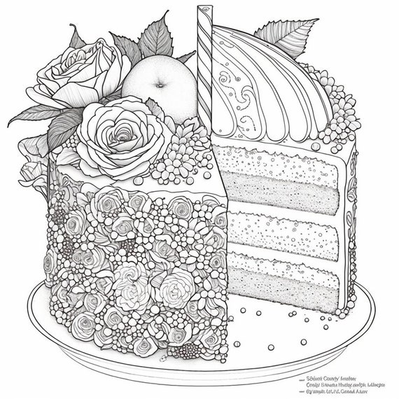 Colorful cake painting for childrens room decor childrens painting coloring pages cake painting coloring pages for kids