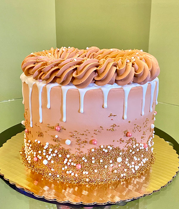 Rose gold drip layer cake