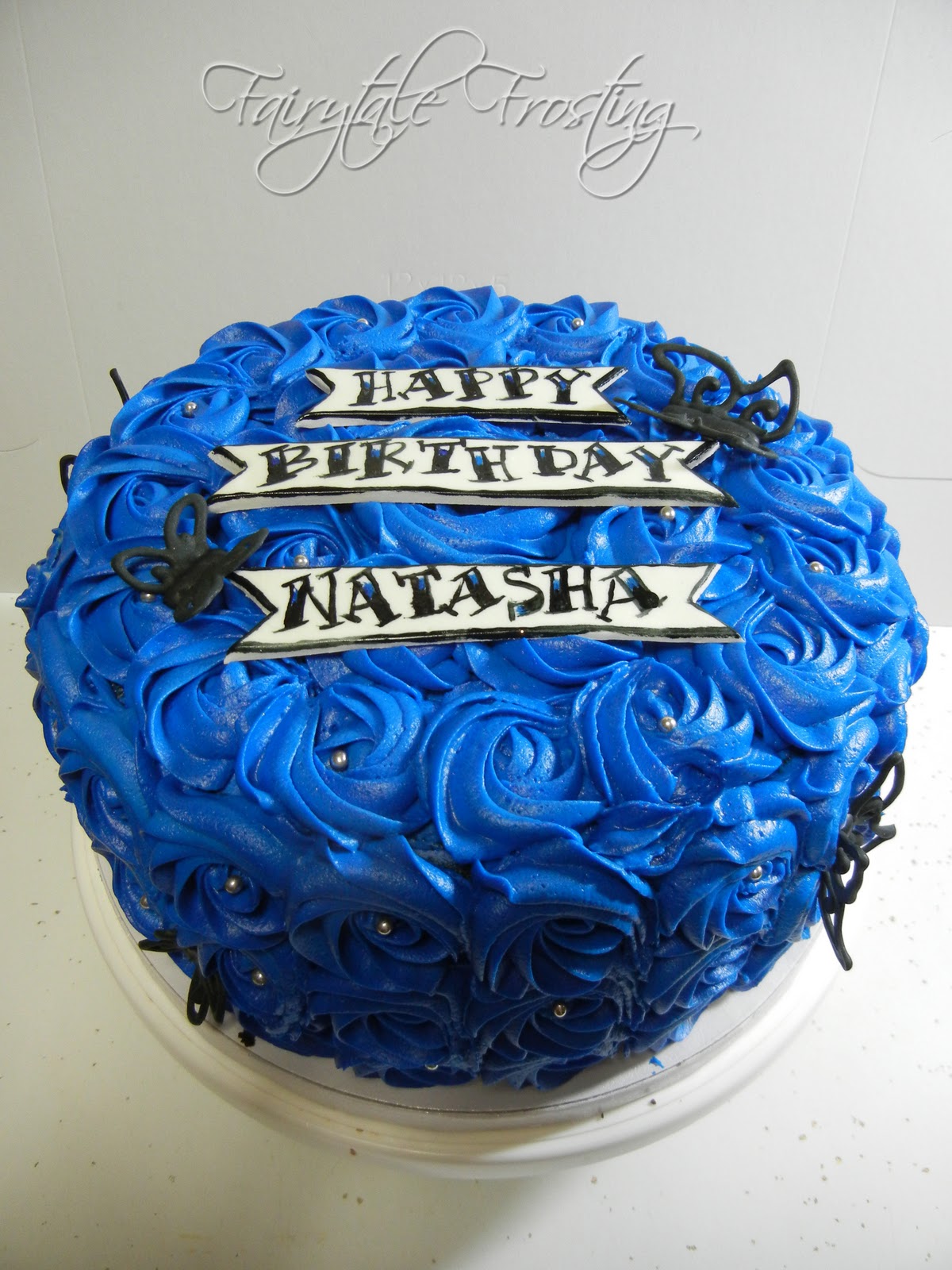 Fairytale frosting blue rose cake