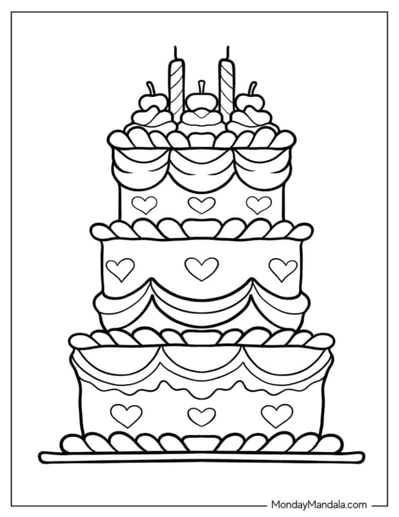 Cake coloring pages free pdf printables