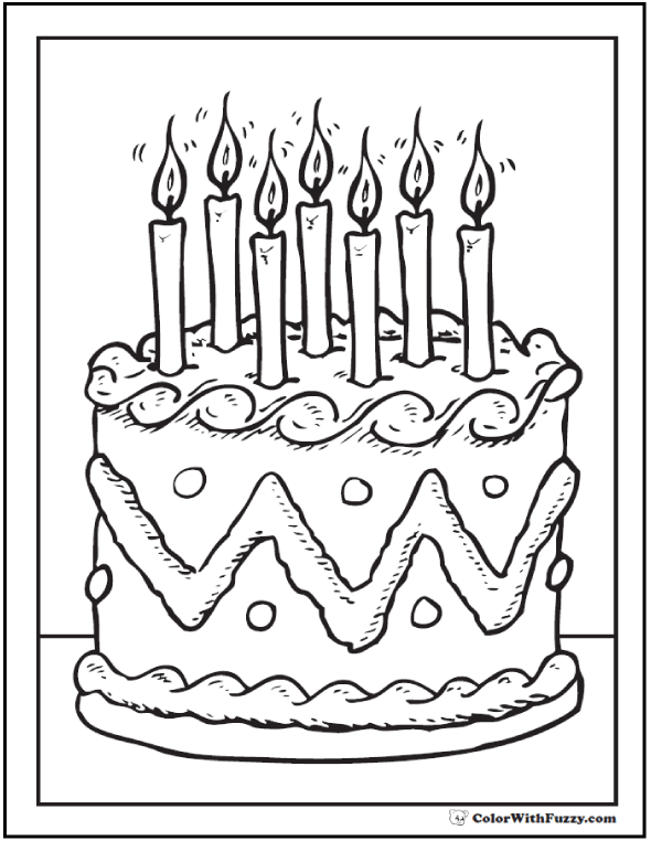 Birthday cake coloring pages â customizable ad