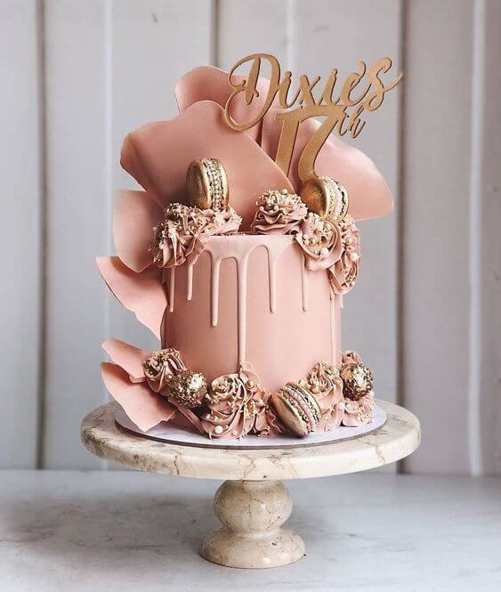 Rose gold glossy birthday cake