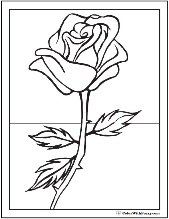 Rose coloring pages â free digital coloring pages for kids roses drawing flower drawing black and white drawing