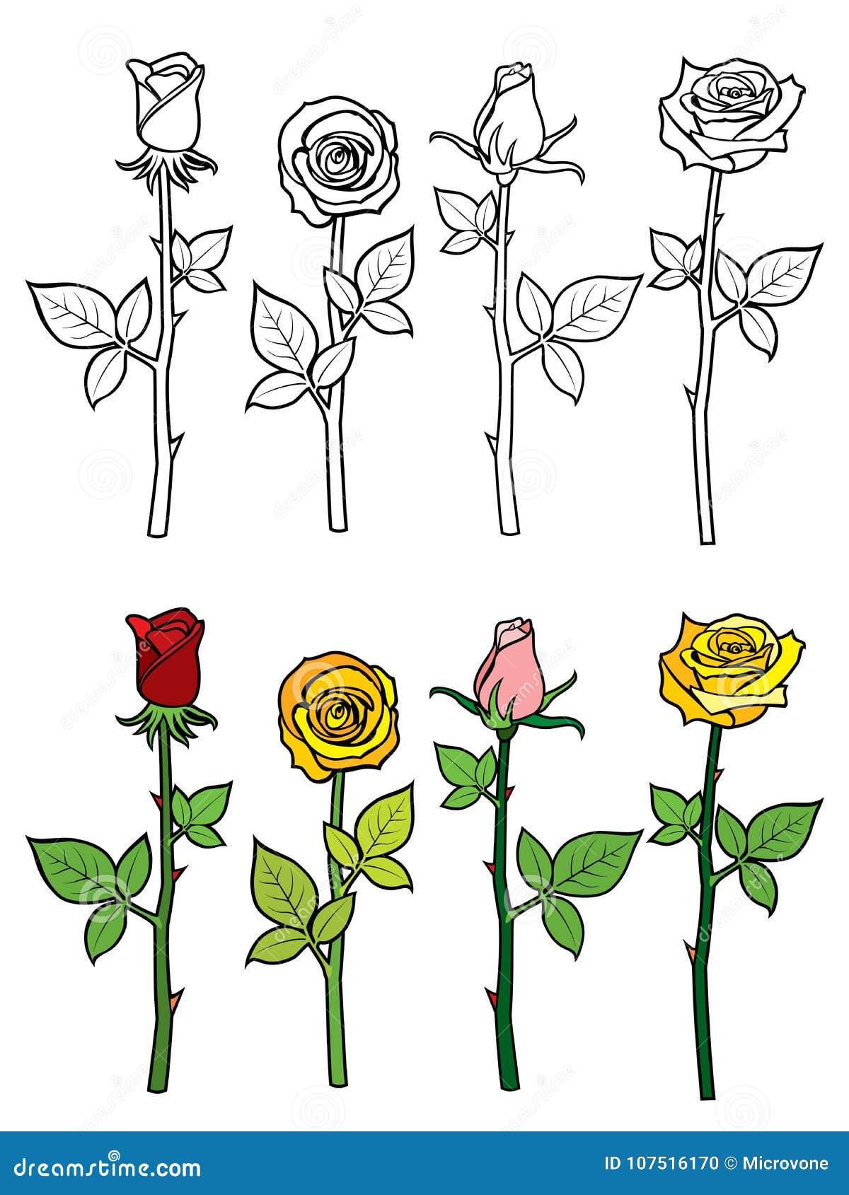 Hand drawn rose coloring page stock vector