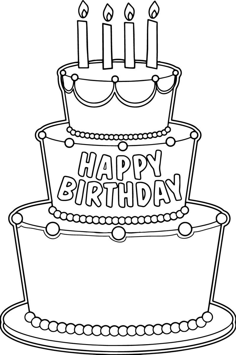 Coloring pages birthday cake coloring page
