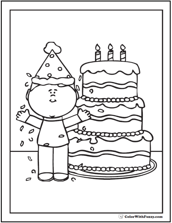 Birthday cake coloring pages â customizable ad