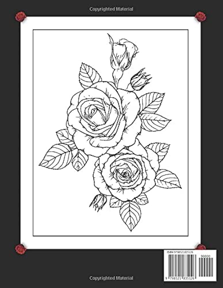 Rose coloring book an amazing rose flower coloring book for adult easy coloring page stress relieving and relaxation rose coloring book house salma books books