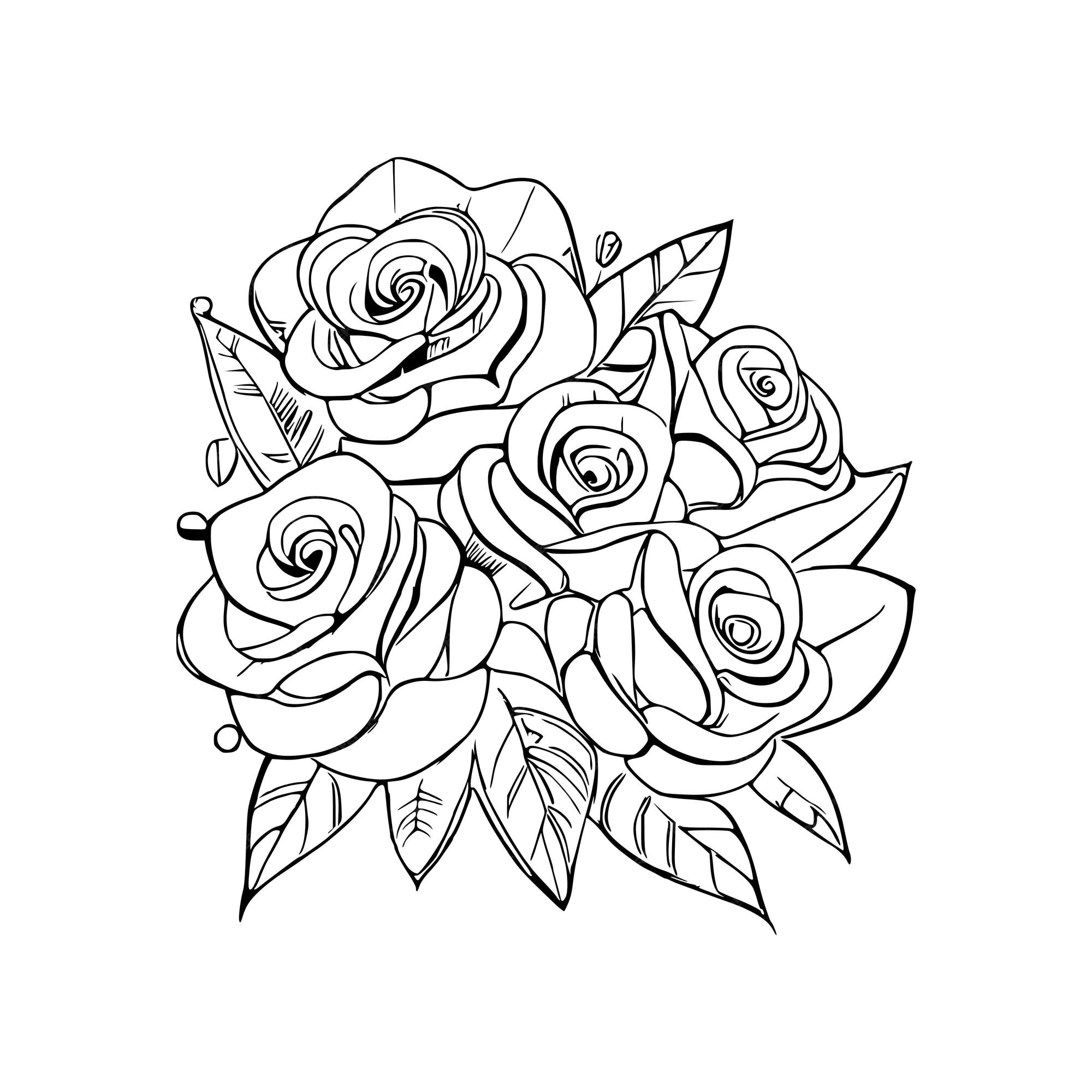 Premium vector beautiful roses coloring book roses coloring page roses line art outline flowers