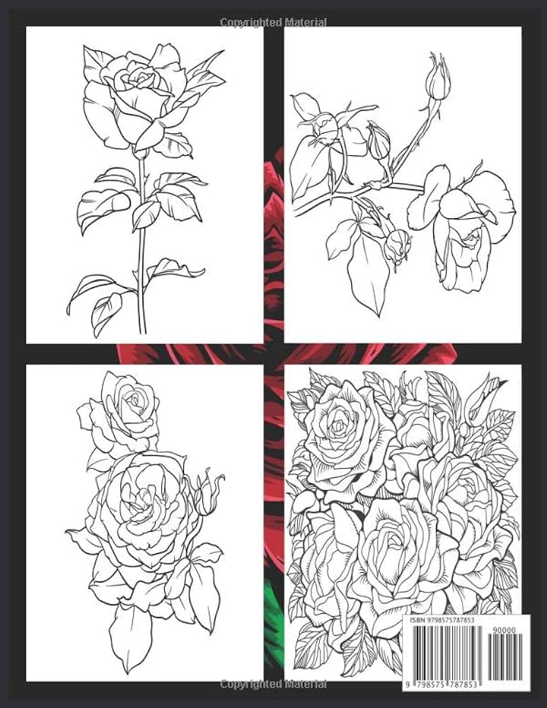 Beautiful roses coloring book for adults an adult coloring book with rose flowers collection stress relieving rose flower designs for relaxation rose coloring book mind relax books