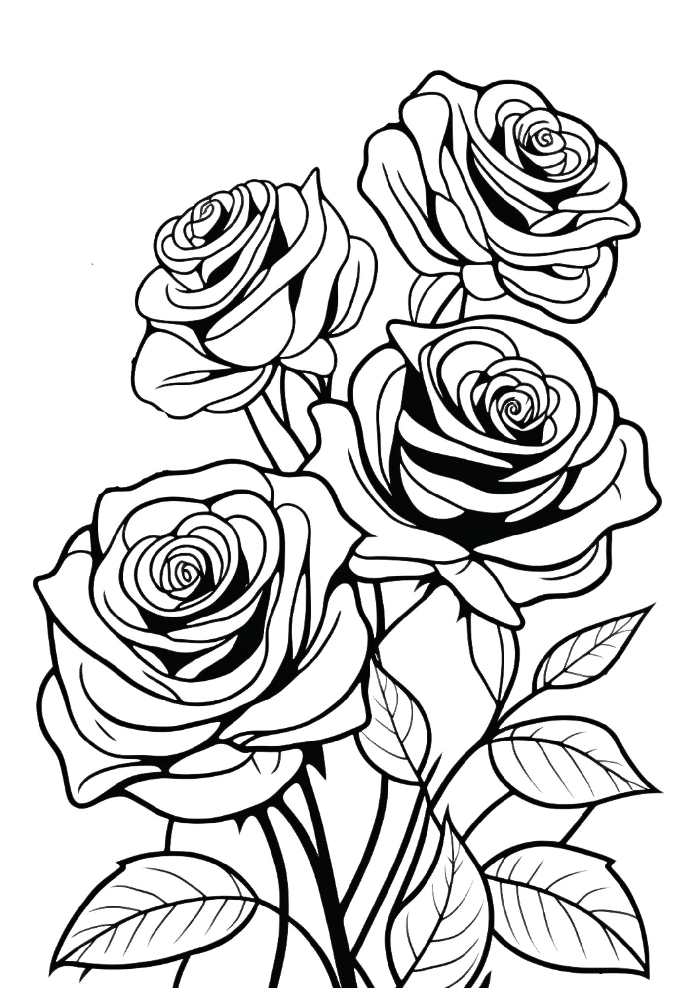 Free printable roses coloring pages for adults and kids