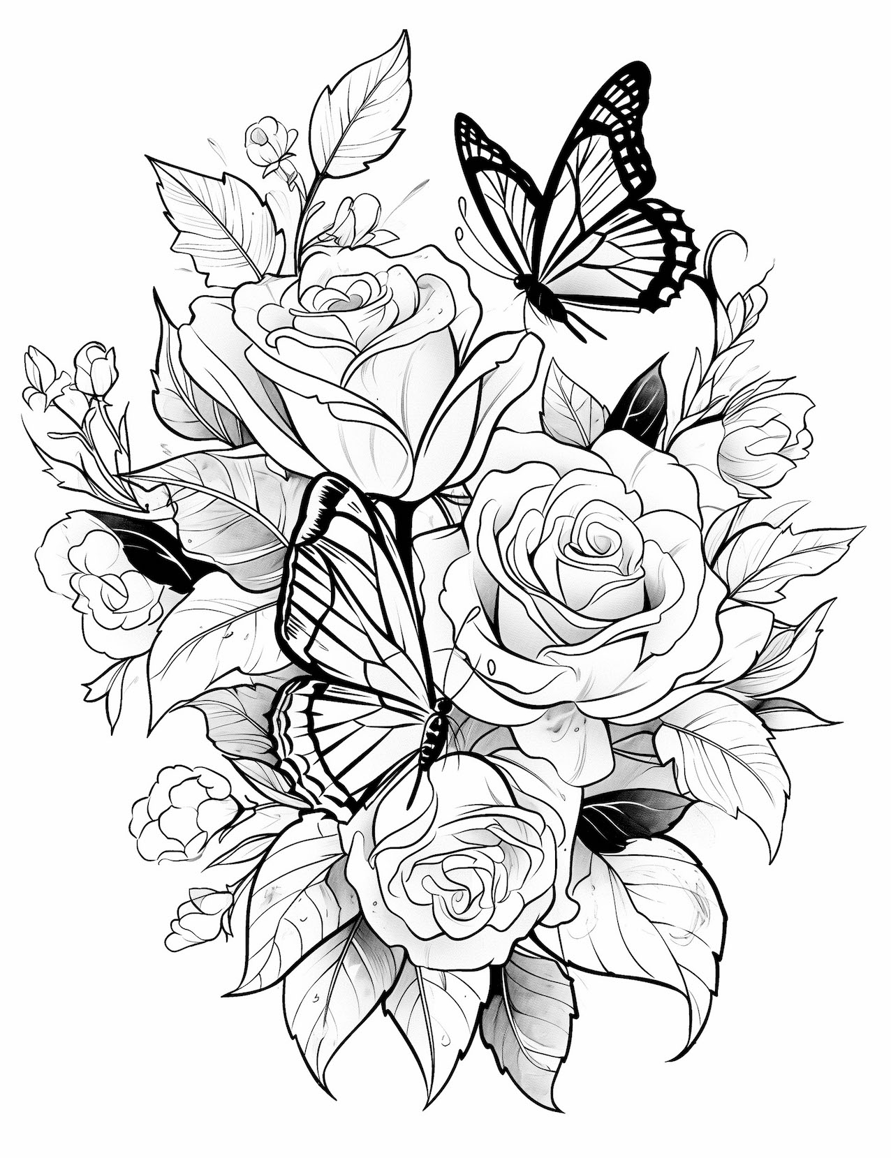 Beautiful rose coloring pages for kids and adults