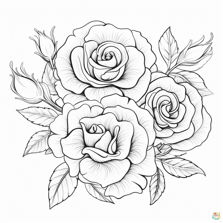 Explore roses coloring pages