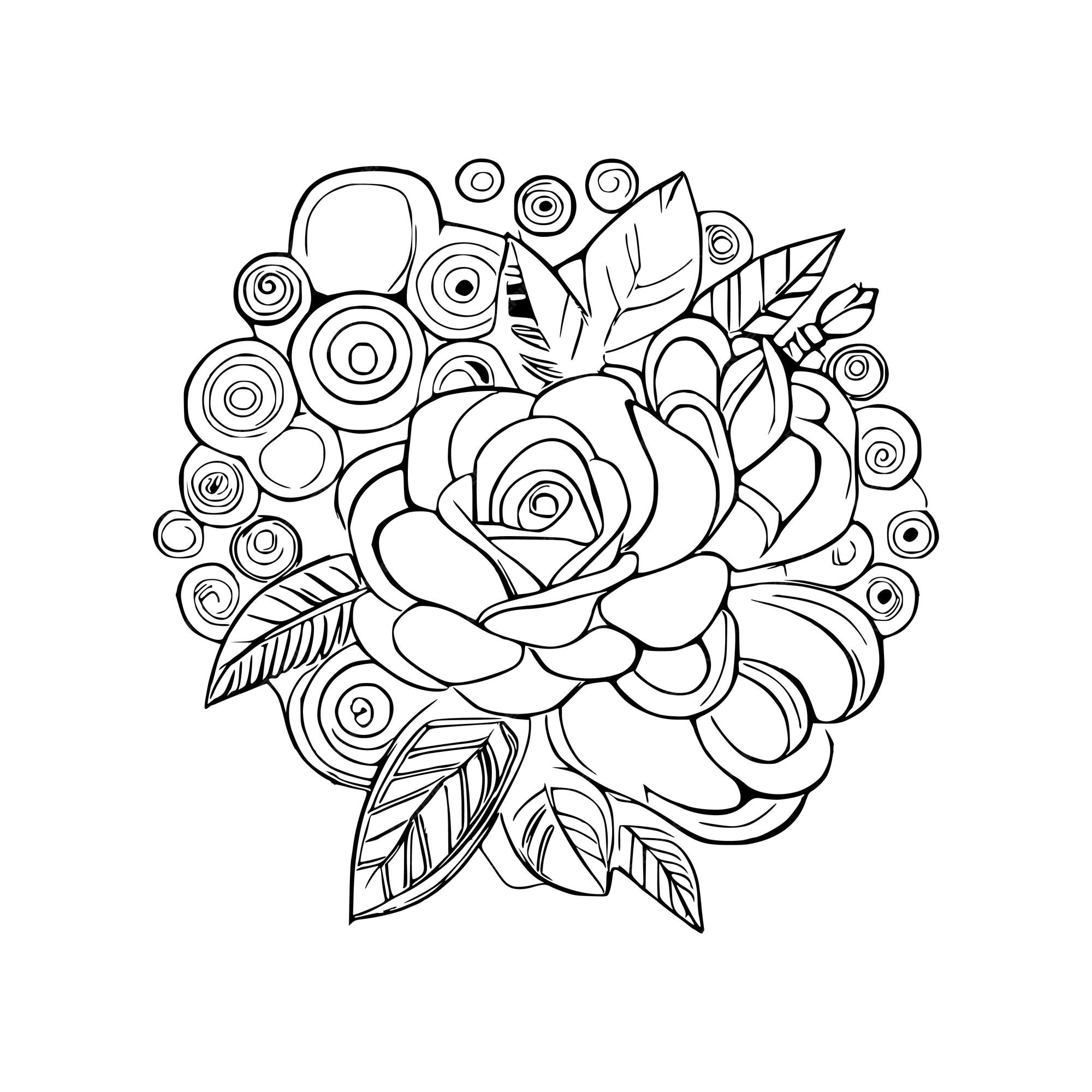 Premium vector beautiful roses coloring book roses coloring page roses line art outline flowers