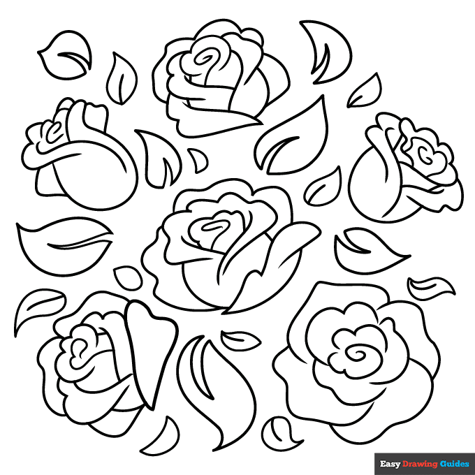 Free printable rose coloring pages for kids