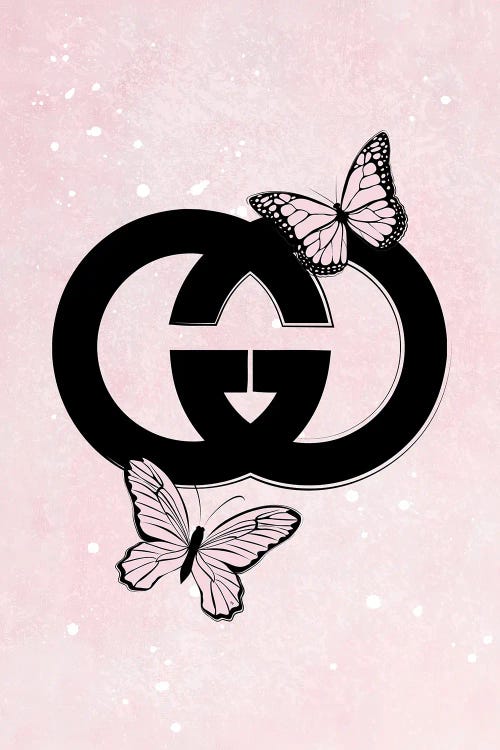 Pink gucci logo canvas artwork by martina pavlova