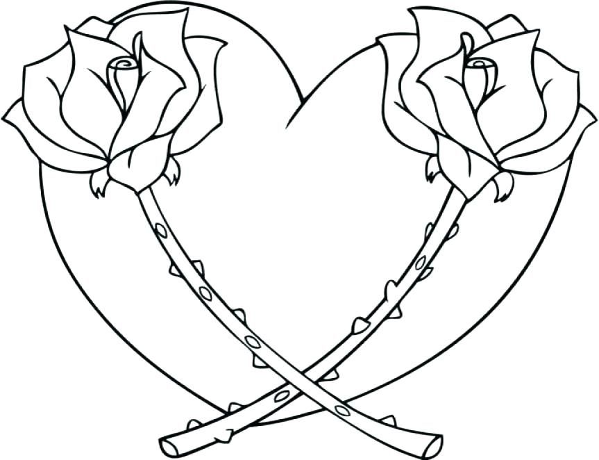 Roses and hearts coloring pages