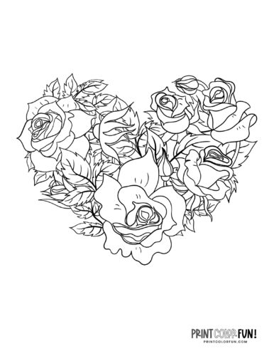 Floral heart coloring pages at