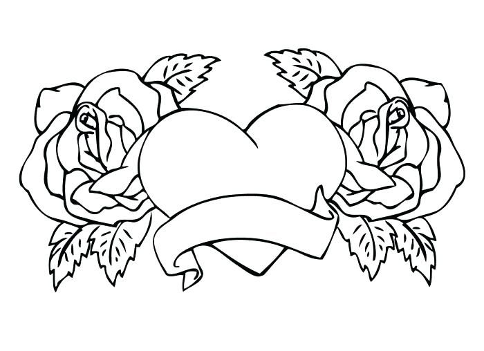 Roses and hearts coloring pages