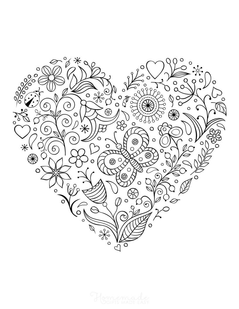 Printable heart coloring pages for adults