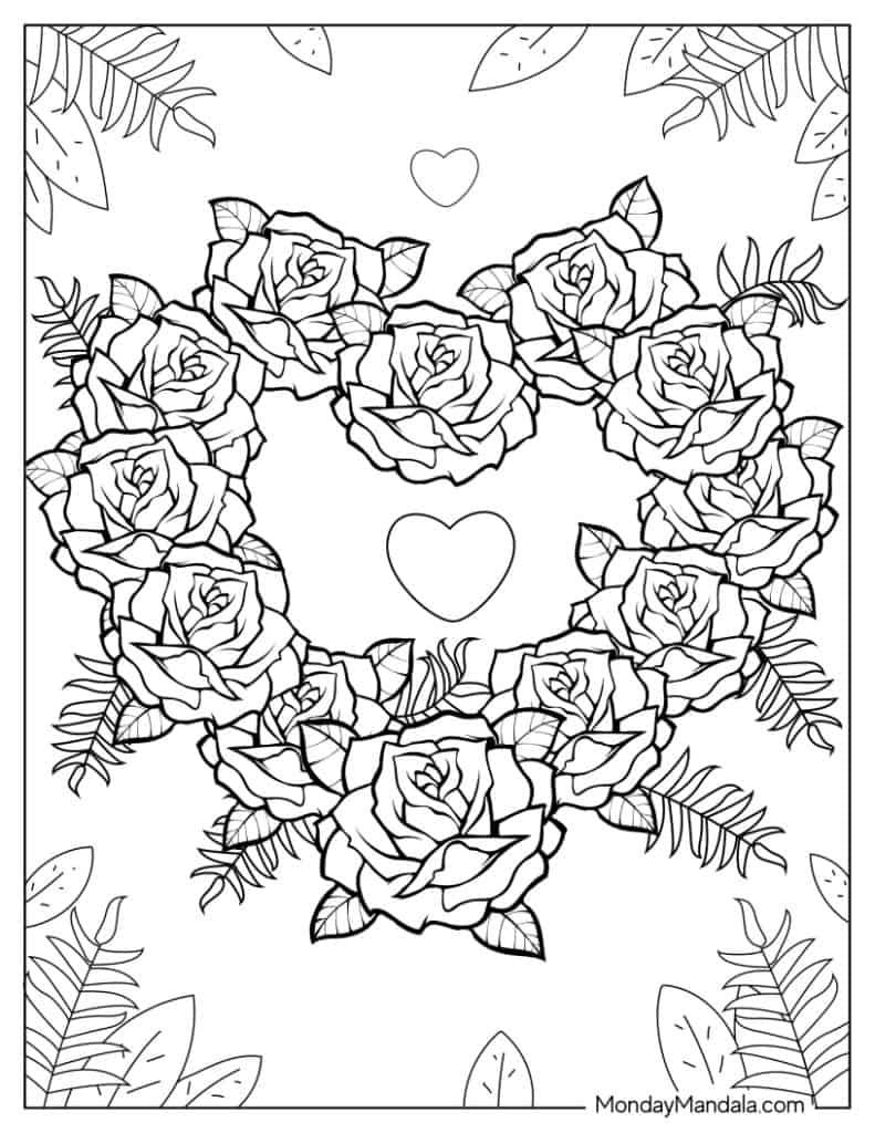 Rose coloring pages free pdf printables