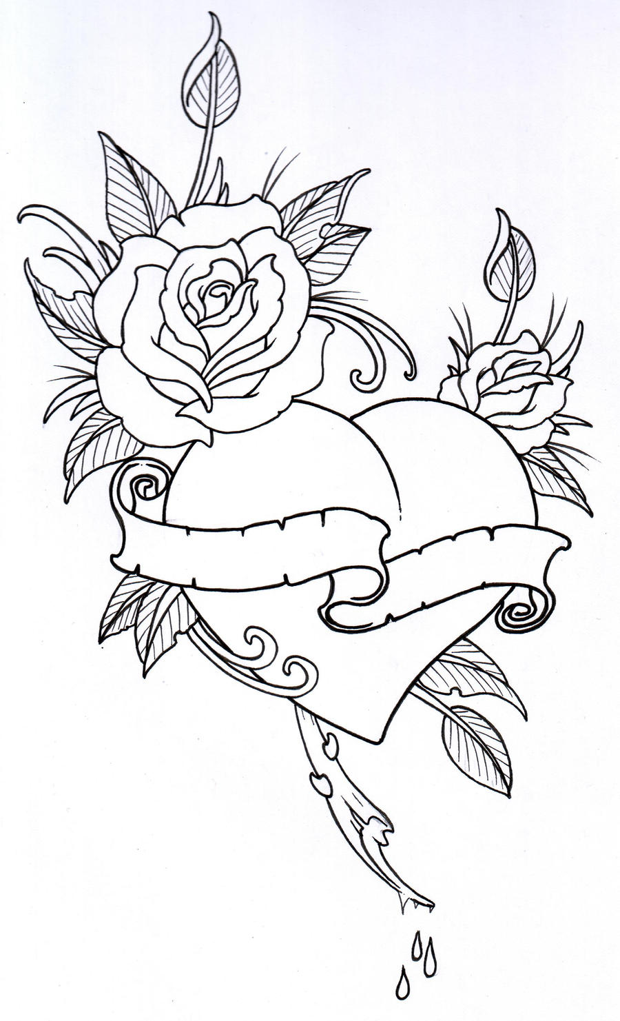 Roseheart outline by vikingtattoo on