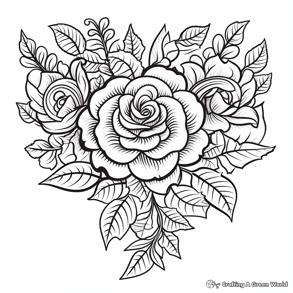 Rose heart coloring pages