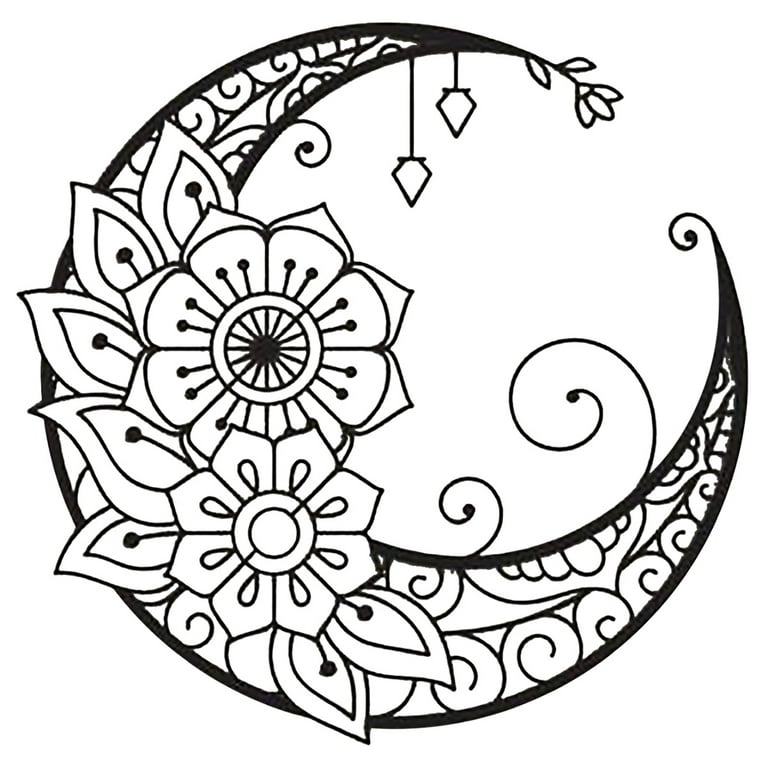 Rose flower moon wall decor cm metal wall hanging sign unique mandala flower moon wall sign durable wall arts pendant for outdoor indoor home wedding wall decoration