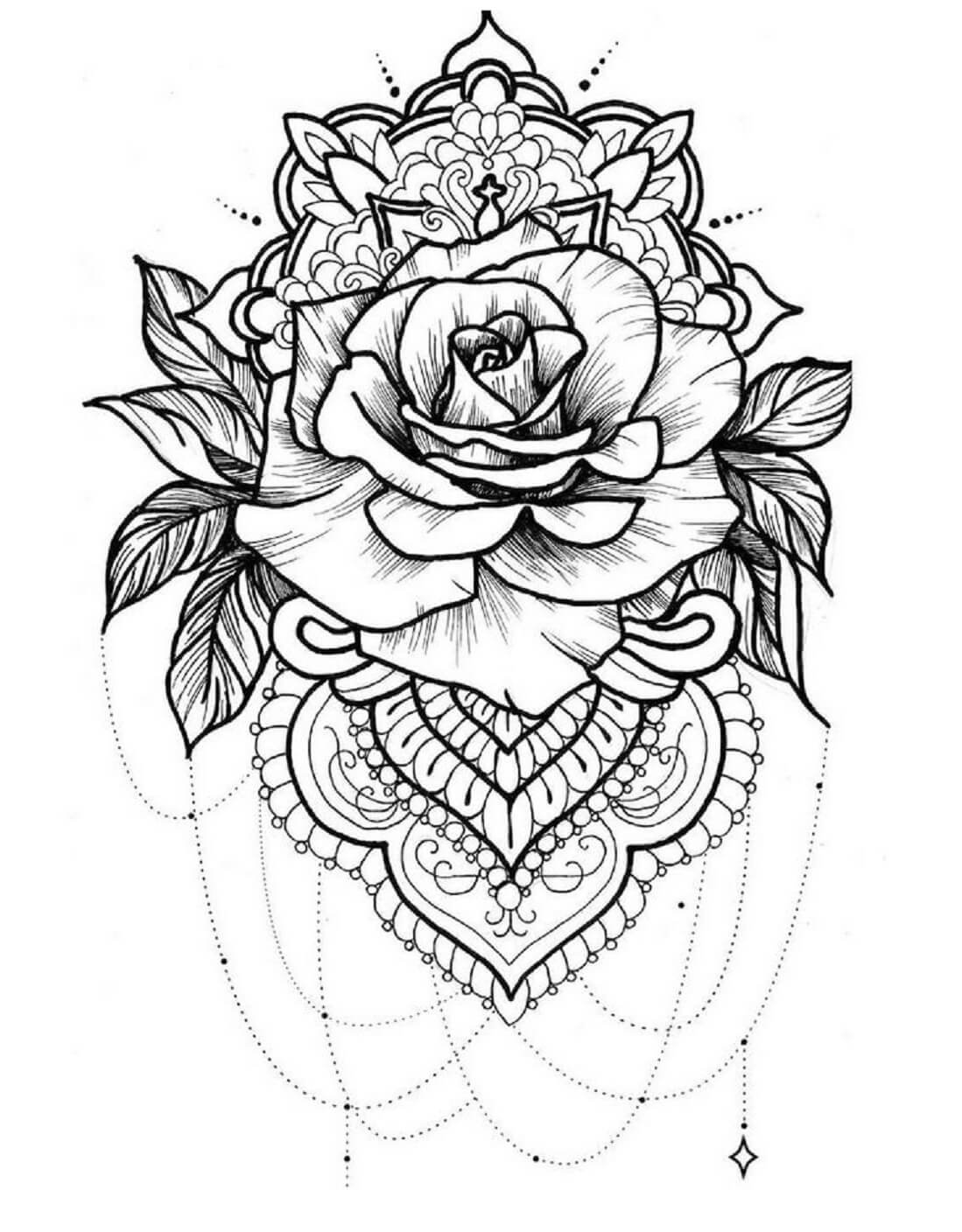 Rose mandala coloring pages