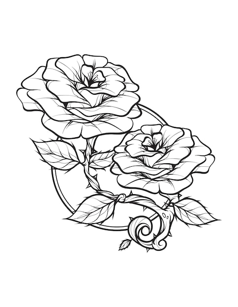 Premium vector rose hand drawn mandala coloring pages for adults and kids coloring book