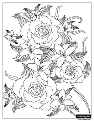 Iris rose coloring page