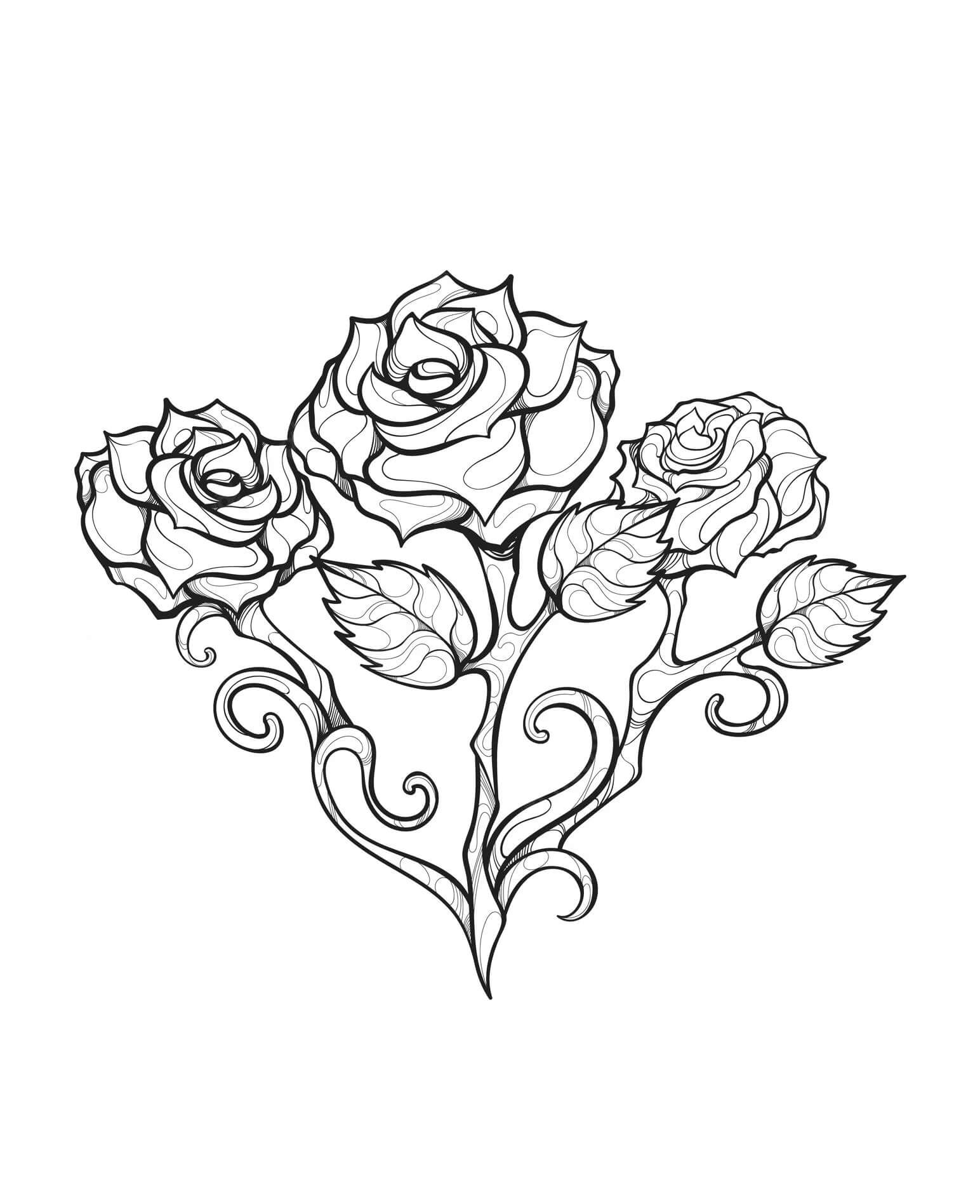 Rose flower mandala coloring page