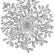 Rose elf mandala coloring pages