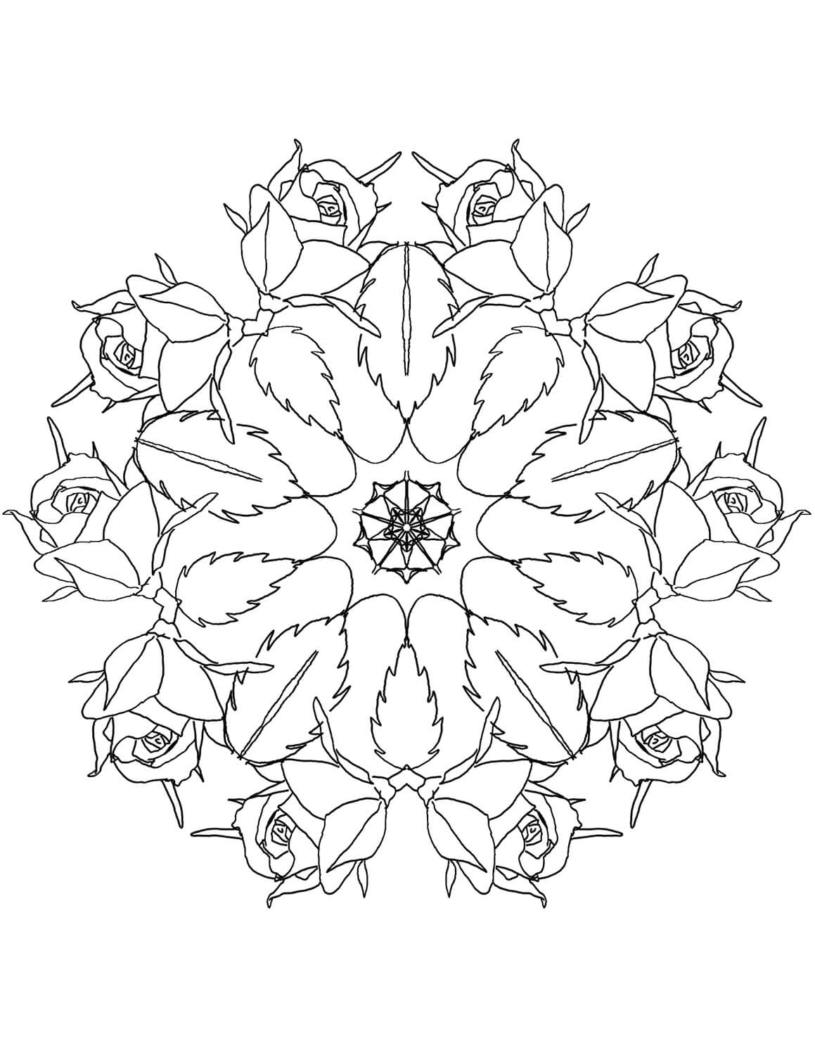 Normal rose mandala coloring page