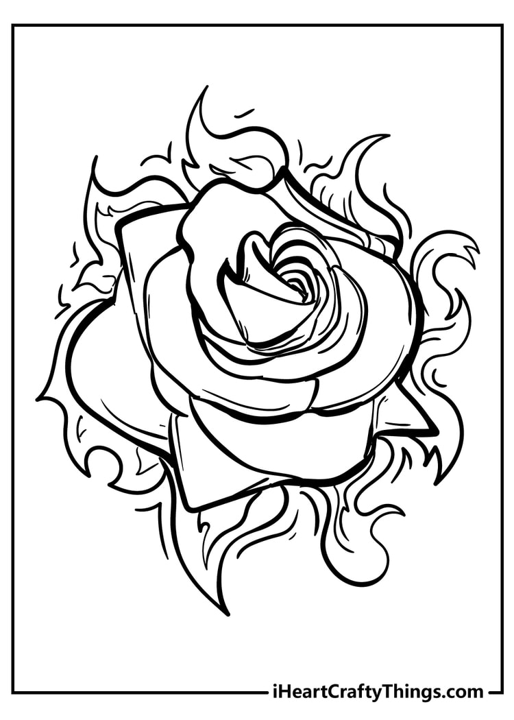 Rose coloring pages free printables