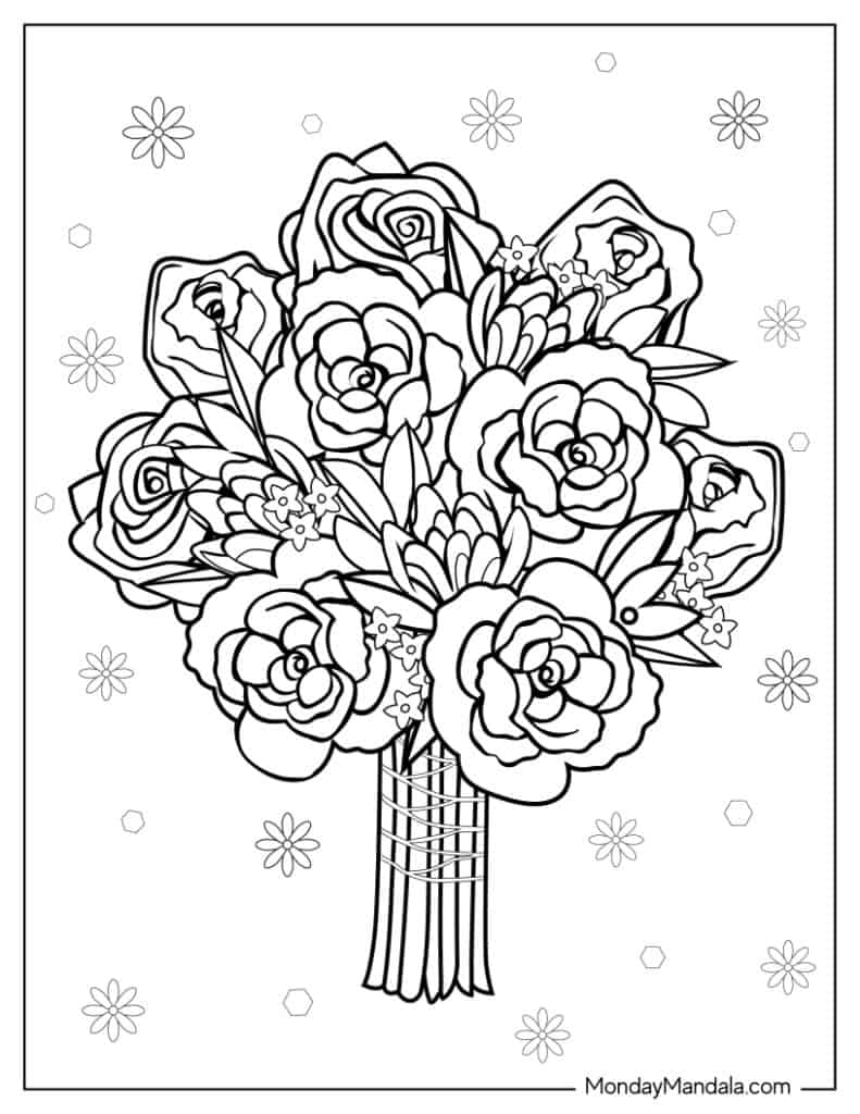 Rose coloring pages free pdf printables