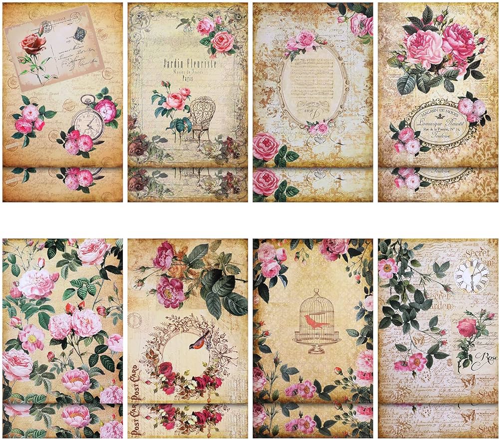 Sheets french decoupage paper garden floral vintage paper flower design decorative decoupage supplies rose imprint decoupage decor for crafts wood scrapbooking x inch exquisite