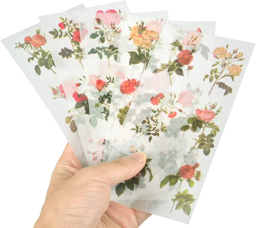 Rose flower washi stickers set